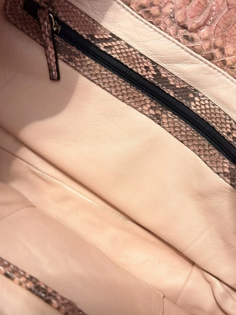 EXOTIC PYTHON Skin with a Pink and Black Pattern, Exotic Slouchy Hobo Bag